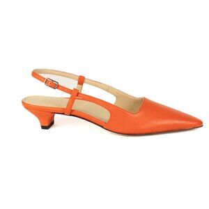 Brand New Orange Leather Slingback Pumps
